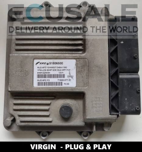 Centralina motore VERGINE per Lancia Ypsilon 1.3 – 51806500 MJD6F3.Y3 Plug Play, pronta all’installazione, nessuna programmazione richiesta