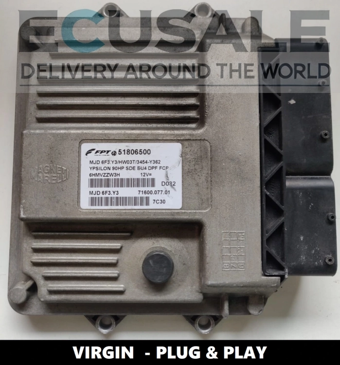 Centralina motore VERGINE per Lancia Ypsilon 1.3 – 51806500 MJD6F3.Y3 Plug Play, pronta all’installazione, nessuna programmazione richiesta
