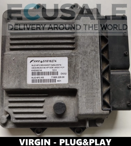 VIRGIN sterownik silnika Fiat Idea Lancia Musa 1.3 51816274 MJD6F3.M3 Plug Play gotowy do montażu