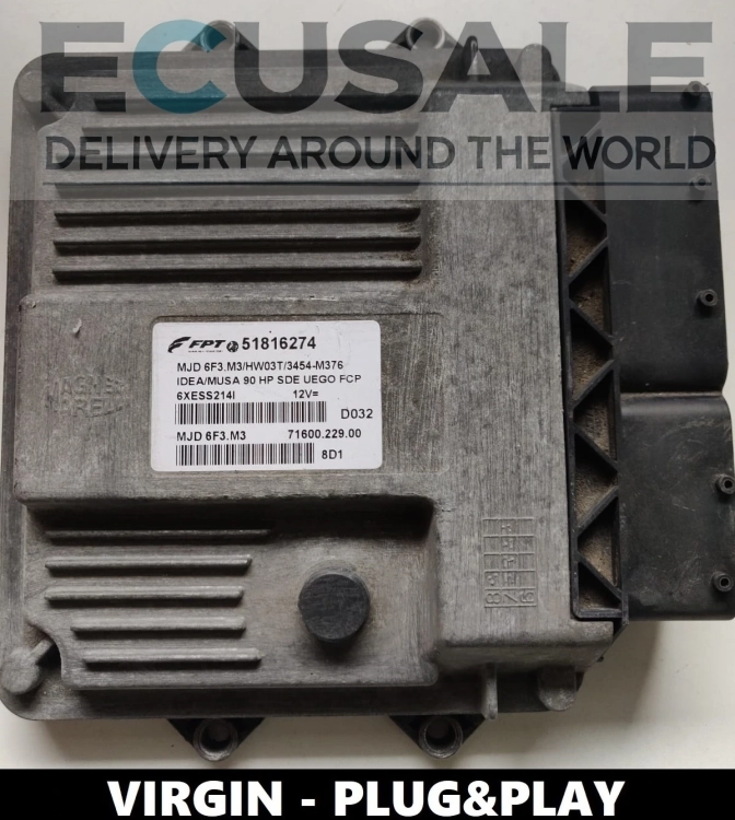 VIRGIN sterownik silnika Fiat Idea Lancia Musa 1.3 51816274 MJD6F3.M3 Plug Play gotowy do montażu