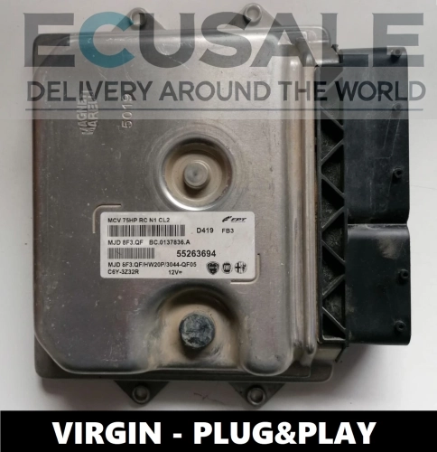 Centralina do Motor VIRGIN FIAT 55263694 MJD8F3.QF para 1.3 Multijet – ECU Plug &amp; Play com opção de CHIP TUNING e EGR OFF