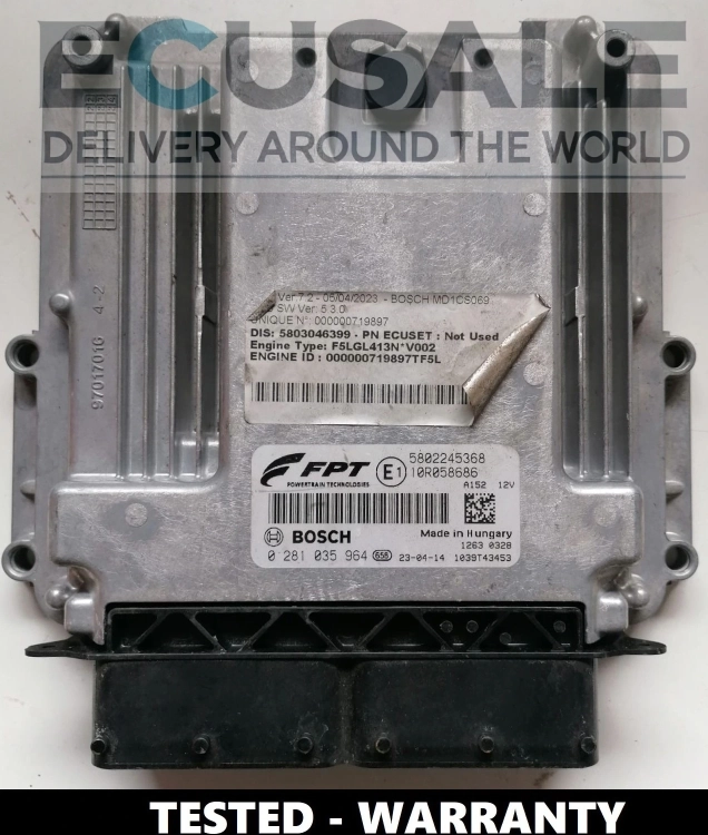 Centralita de motor Iveco MD1CE101 – Bosch 0281035964, referencia original 5802245368, módulo probado.