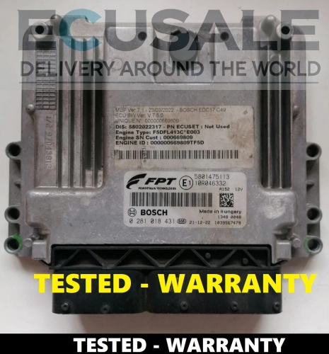 Foto della ECU Iveco Daily / S-Way – Bosch 0281018431, centralina testata 5801475113