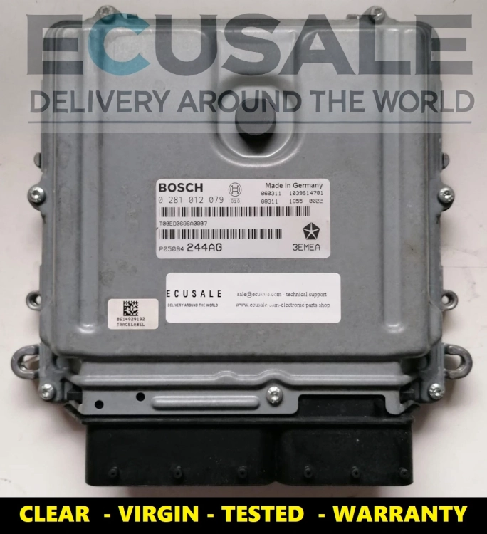 etiqueta da centralina do motor mostrando claramente os números Bosch 0281012079 e P05094244AG