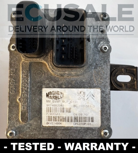 Sterownik skrzyni biegów Citroën Peugeot 9674693580 BC0101511D – widok modułu elektronicznego z oznaczeniami