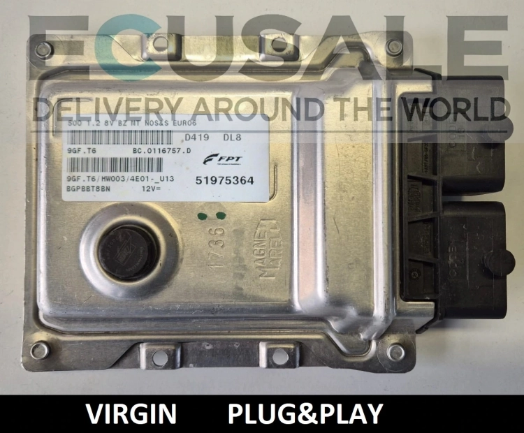 STEUERGERÄT FIAT 500 1.2 8V 51975364 9GF.T6 – ECU VIRGIN Plug &amp;amp;amp; Play