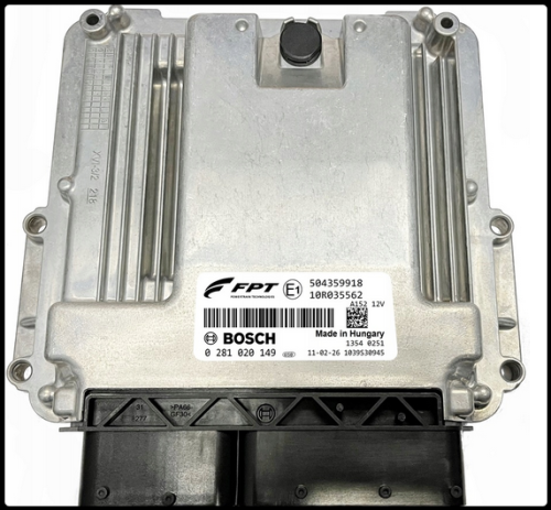 Bosch-Motorsteuergerät EDC17CP52 0281020149, Iveco-Nummer 504359918, für Iveco Daily – Etikett