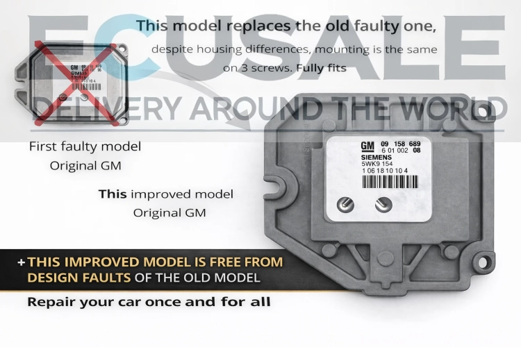 Centralina motore GM 09158689 Siemens 5WK9154 – modello più recente e migliorato con alloggiamento rinforzato, originale GM