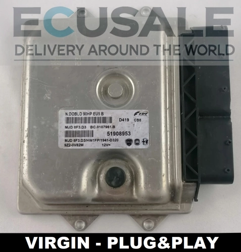 ECU Engine 51908953 MJD8F3.D3 FIAT Doblo 1.3 Multijet VIRGIN Plug &amp;amp; Play