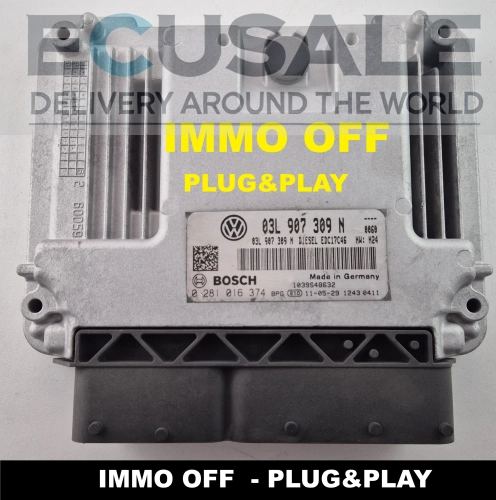 Centralina motore 03L907309N 0281016374 ECU VW Audi Seat Skoda Bosch EDC17C46 IMMO OFF Plug &amp;amp;amp; Play