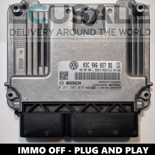 Centralita de motor 03C906027BD 0261S07018 VW Golf 1.4 TSI MED17.5.5 IMMO OFF