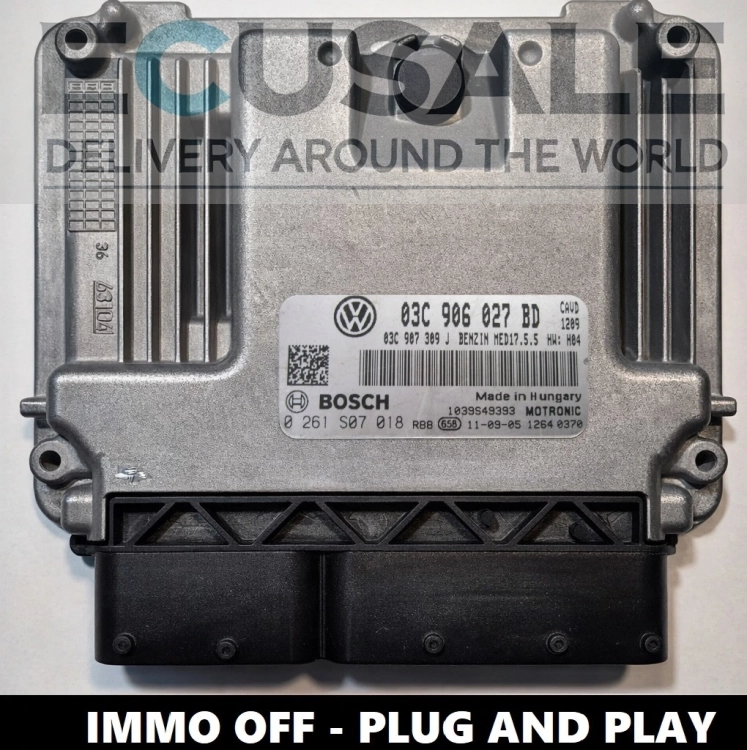 Centralita de motor 03C906027BD 0261S07018 VW Golf 1.4 TSI MED17.5.5 IMMO OFF