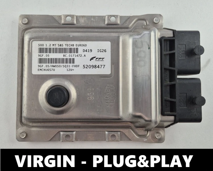 Centralita de motor 52098477 BC0171472A FIAT 500 1.2 9GF.D5 ECU VIRGIN Plug&amp;amp;amp;Play