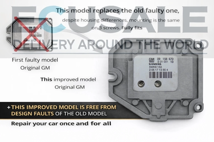 Starszy i nowszy model sterownika Opel 09158670 Siemens 5WK9153 porównanie
