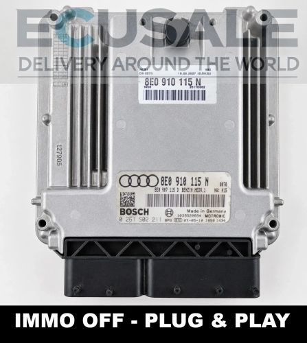 Sterownik silnika Audi A4 B7 2.0 TFSI 8E0910115N Bosch 0261S02211 MED9.1 IMMO OFF Plug &amp; Play