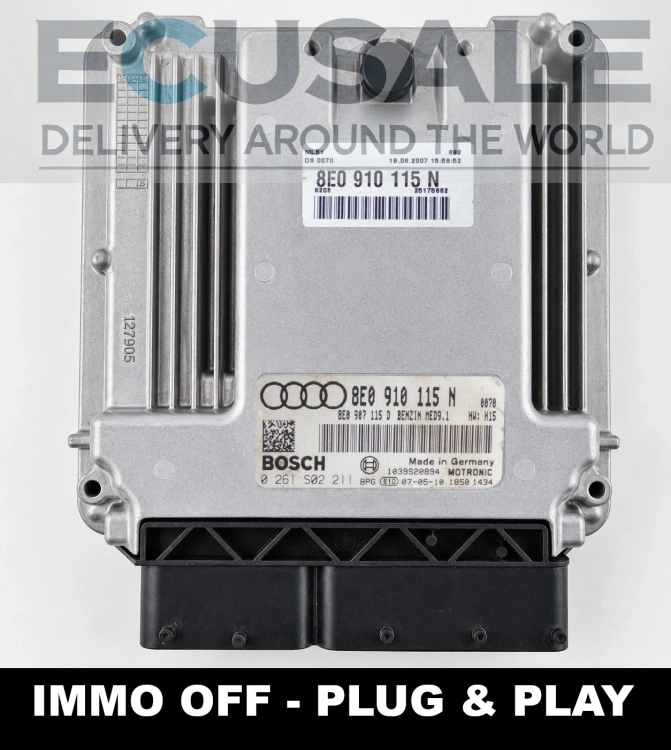 Centralita de motor Audi A4 B7 2.0 TFSI 8E0910115N Bosch 0261S02211 MED9.1 IMMO OFF Plug &amp;amp;amp; Play