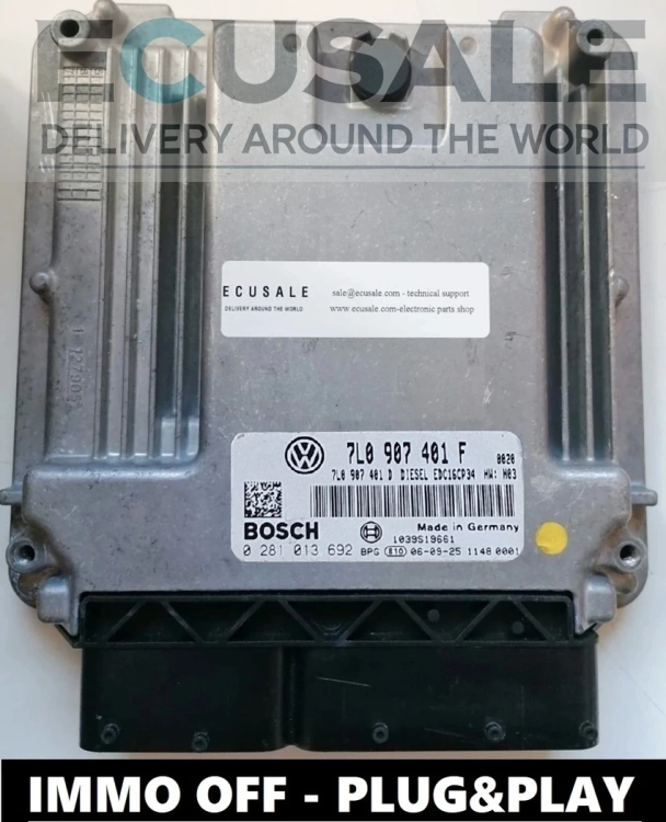 VW Touareg 3.0 TDI ECU engine controller 7L0907401F 0281013692 IMMO OFF