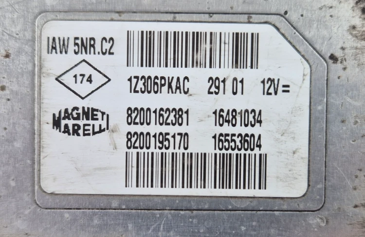 centralita de motor Magneti Marelli IAW 5NR.C2 8200162381 8200195170 Renault Clio 1.2 16V