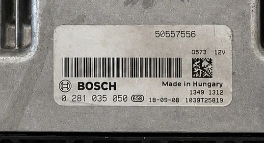 Engine control unit label Bosch 50557556 0281035050 1039T25819 Alfa Romeo Giulia