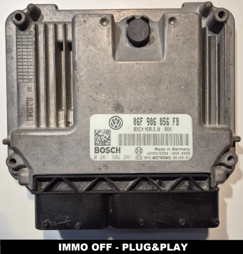 ECU engine control unit ECU Bosch MED9.5.10 06F906056FB 0261S02261 Volkswagen Passat B6 2.0 FSI IMMO OFF Plug &amp;amp; Play