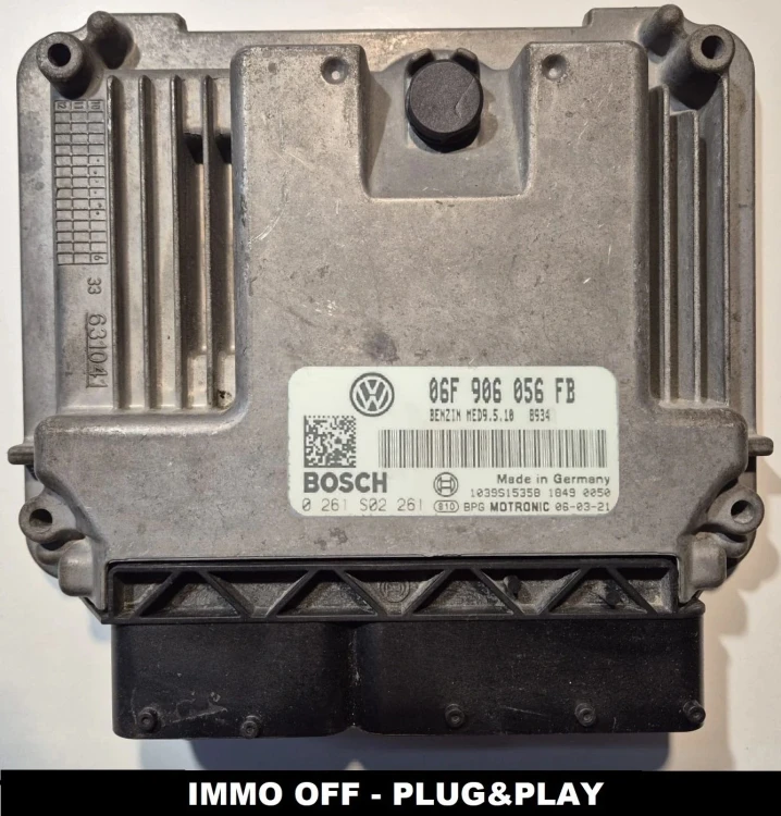 ECU engine control unit ECU Bosch MED9.5.10 06F906056FB 0261S02261 Volkswagen Passat B6 2.0 FSI IMMO OFF Plug &amp;amp; Play