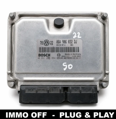06A 906 032 DJ 0261206864 ECU engine control unit Bosch ME7.5 Skoda Octavia 1.8T IMMO OFF