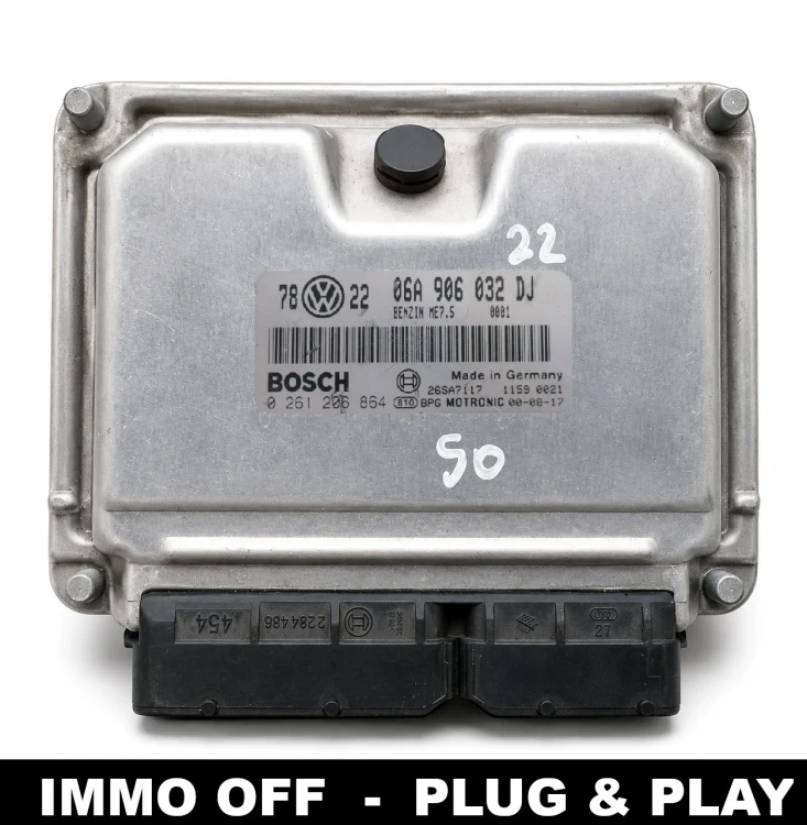 06A 906 032 DJ 0261206864 ECU engine control unit Bosch ME7.5 Skoda Octavia 1.8T IMMO OFF