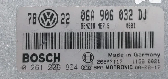 Label ECU engine control unit 06A906032DJ 0261206864 Bosch ME7.5 Skoda Octavia 1.8T IMMO OFF