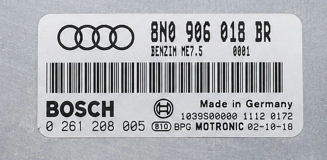 Label 8N0 906 018 BR 0261208005 ECU engine control unit Bosch ME7.5 Audi TT 8N 1.8T
