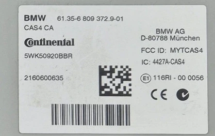 Module label BMW CAS4 CA 61356809372 Continental 5WK50920BBR