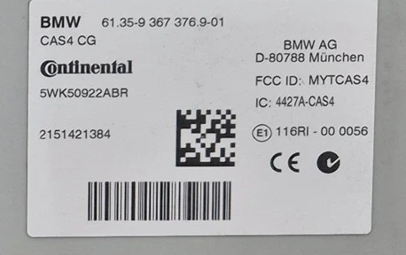 Module label CAS4  BMW 61359367376 CG Continental 5WK50922ABR