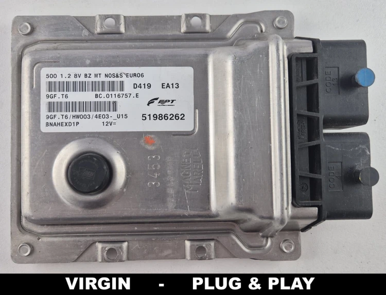 centralina do motor FPT 51986262 9GF.T6 BC.0116757.E Fiat 500 1.2 8V Euro 6 sem Start-Stop VIRGIN Plug &amp;amp;amp;amp; Play