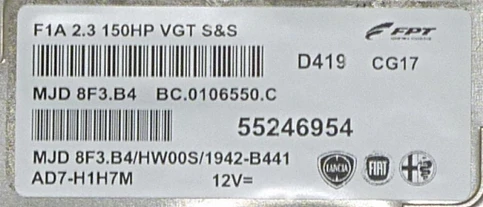 Etichetta visibile del modulo 55246954 per Fiat Ducato 2.3