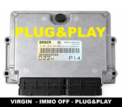 ECU engine control unit Bosch 9648608580, 0281010484, IMMO OFF Plug &amp;amp; Play