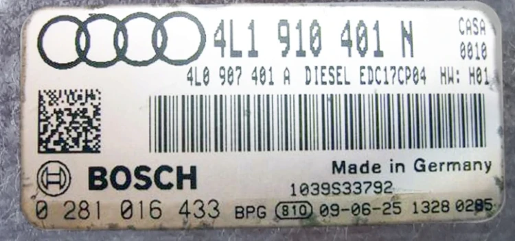 Engine ECU label Bosch 0281016433 OEM AUDI 4L1910401N