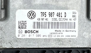 Etikett des Motorsteuergeräts Porsche Cayenne 0281017906, OEM 7P5907401D