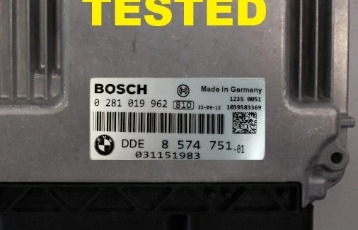 Etykieta 0281019962 8574751 sterownik silnika Bosch BMW DDE8574751