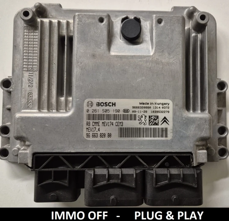 0261S05190 9666382080 engine control unit Bosch MEV17.4 Peugeot Citroën 1.4 / 1.6 VTi IMMO OFF