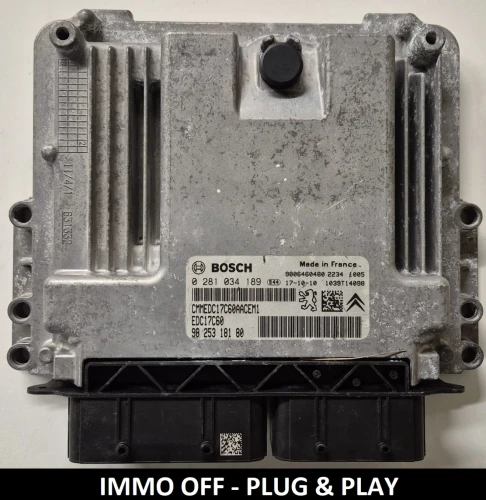 0281034189 9825318180 centralina do motor Bosch EDC17C60 Peugeot Citroën Opel IMMO OFF
