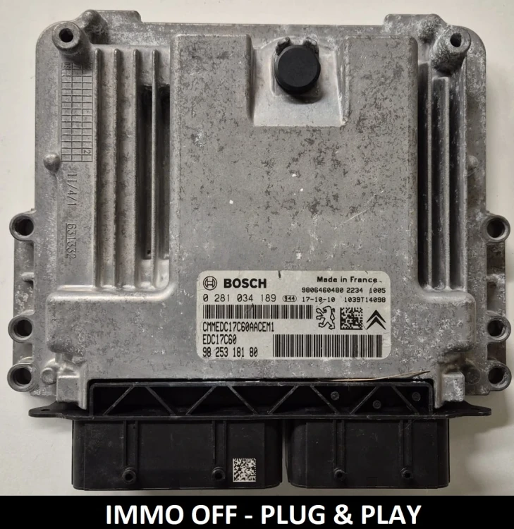 0281034189 9825318180 engine control unit Bosch EDC17C60 Peugeot Citroën Opel IMMO OFF