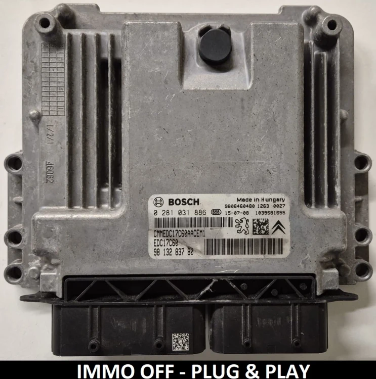 0281031886 9813283780 engine control unit Bosch EDC17C60 Peugeot Citroën Opel IMMO OFF