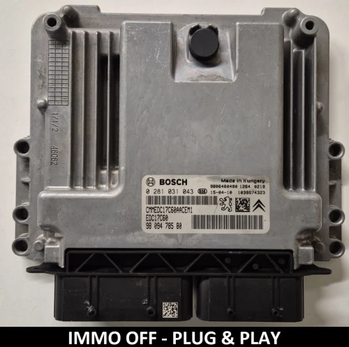 0281031043 9809478580 centralina do motor Bosch EDC17C60 Peugeot Citroën Opel IMMO OFF