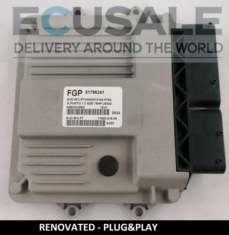 Renovated Engine ECU FIAT 51796241 MJD6F3.P7 HW03P – Bosch Unit for 1.3 Multijet