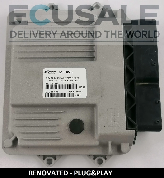 CENTRALITA DE MOTOR RENOVADA FIAT 51806506 MJD6F3.PB HW03P para motor 1.3 Multijet – Plug &amp; Play, sin programación