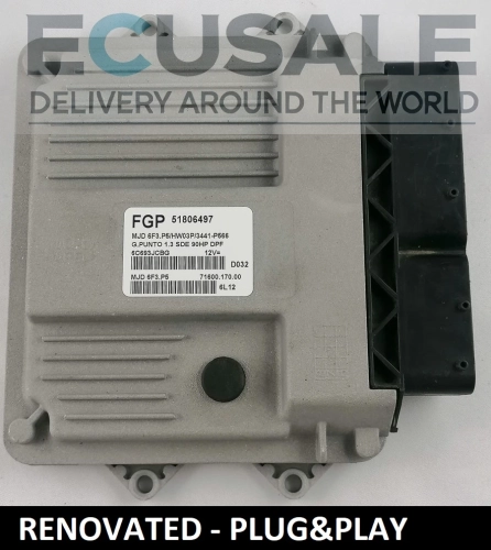 RENOVIERT MOTORSTEUERGERÄT FIAT 51806497 MJD6F3.P5 HW03P Plug &amp; Play für 1.3-Motoren