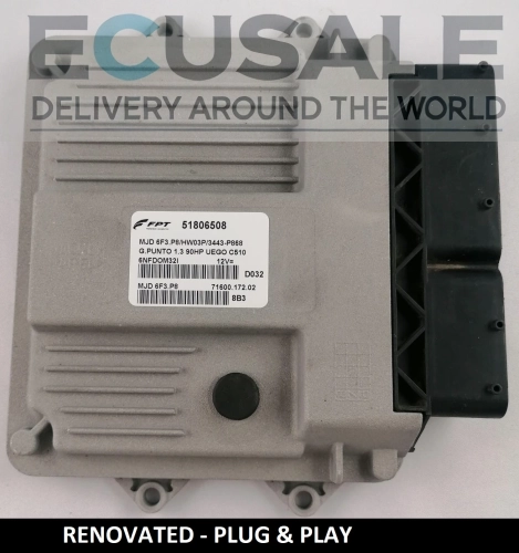 CENTRALITA DE MOTOR RENOVADA FIAT 51806508 MJD6F3.P8 HW03P para motor 1.3 Multijet – Plug &amp; Play, sin programación