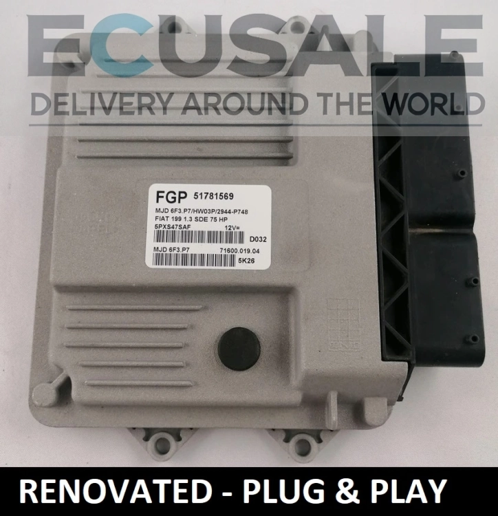 Centralita de Motor RENOVADO Fiat 1.3 51781569 MJD6F3.P7 HW03P – Plug Play, sin necesidad de programación