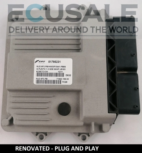 CENTRALINA DEL MOTORE RINNOVATO FIAT 51795231 MJD6F3.PB HW03P per motore 1.3 Multijet – Plug &amp; Play, senza programmazione