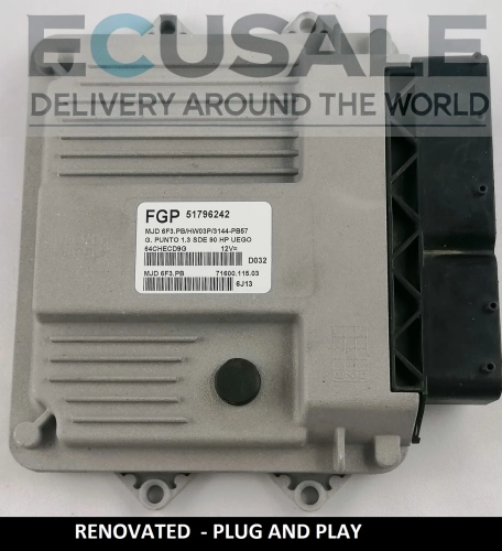 CENTRALINA DO MOTOR RENOVADO FIAT 51796242 MJD6F3.PB HW03P – PLUG &amp; PLAY, SEM NECESSIDADE DE PROGRAMAÇÃO
