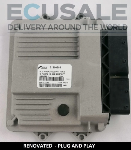Regenerowany sterownik silnika Fiat 1.3 51806505 MJD6F3.P5 HW03P Plug Play bez programowania